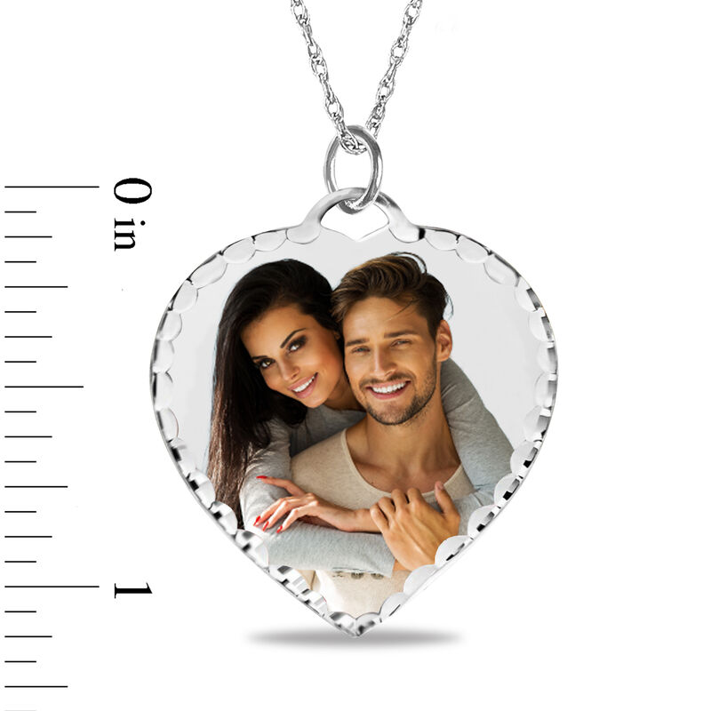 Diamond Cut Photo Heart Pendant in 10k White Gold image number null